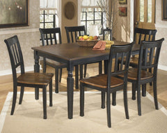 Made with select veneers and hardwood solids in a two-tone finish. Table tops and chair seats are finished in a burnished brown color. The chair frames and table bases are finished in cottage black paint. Glued and screwed corner block construction. <h4><