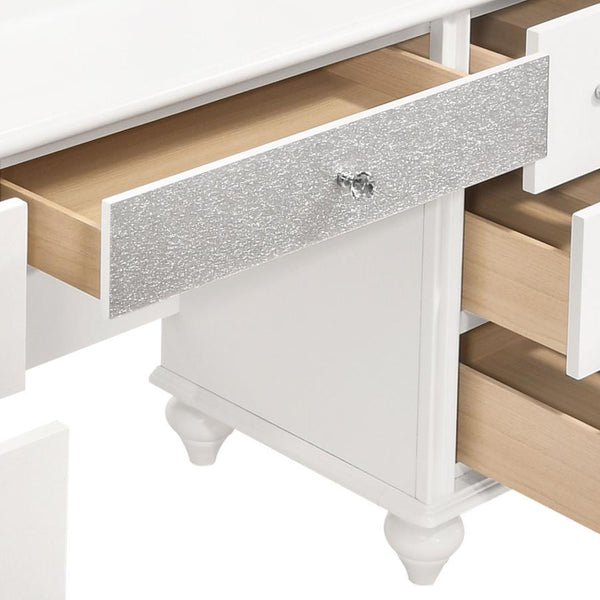Barzini - 7-Drawer Vanity Set With Lighting - White
