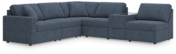 Looking cool and contemporary is great. But when it comes down to it, youâ€™re all about low-maintenance lounging. With the performance fabric on this sectional with console, cleaning spills is a breeze. Its customizable modular design caters to your ever