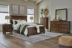 Danabrin - 5 Pc. - Dresser, Mirror, Queen Panel Bed - Brown