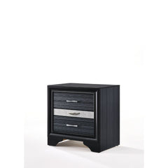 The Naima nightstand offers a sophisticated look, clean lines and contemporary style. This black nightstand features three drawers, with the middle drawer being a Felt-Lined jewelry drawer with compartments and front panel with crystal like inserts. Add t