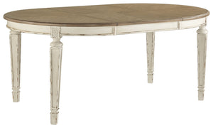 Bon appÃ©tit. This dining room extension table has all the right ingredients for a French country-inspired feast for the eyes. Drop-in leaf allows you to transform an intimate round dining table into a gracious oval dining table that comfortably seats six