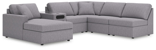 Looking cool and contemporary is great. But when it comes down to it, youâ€™re all about low-maintenance lounging. With the performance fabric on this sectional with chaise, cleaning spills is a breeze. Its customizable modular design caters to your ever-