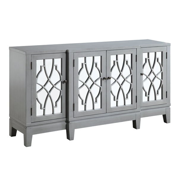 Assembledc Storage: 4 Door Cabinet w/ Shelf Inside Tapered Leg<br/><br/><b>Product Features</b><ul><li>Assembled</li><li>Storage: 4 Door Cabinet w/4 Shelves Inside</li><li>Tapered Leg</li><li>Pattern & Mirror Front Doors</li><li>Case: 1Pc/1Ctn</li><li>Fin