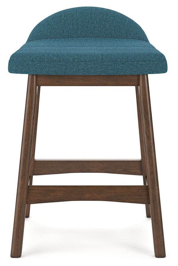 Lyncott - Blue / Brown - Upholstered Barstool (Set of 2)