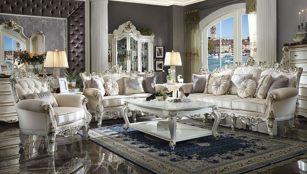 Inspire your home and create an upscale atmosphere with the Picardy II sofa. This sofa adds classic style to any sitting area featuring a traditional handcrafted design. This luxurious sofa is upholstered in a beautiful light floral and patterned fabric a