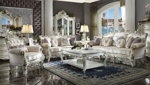 Inspire your home and create an upscale atmosphere with the Picardy II sofa. This sofa adds classic style to any sitting area featuring a traditional handcrafted design. This luxurious sofa is upholstered in a beautiful light floral and patterned fabric a