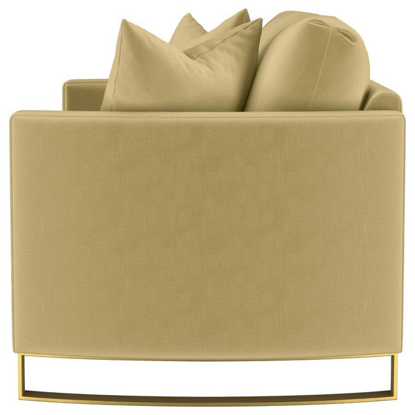 Corliss - Upholstered Curved Track Arm Loveseat - Camel