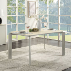 The Ingram collection brings modern elegance to your home with its sophisticated pieces. The rectangular dining table and side chairs feature a light gray finish, creating a serene dining atmosphere. The server, with its ceramic top and light gray finish,