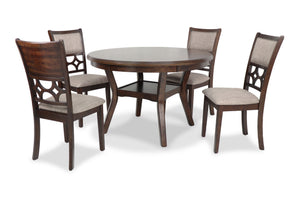 The graceful Mitchell 5 Piece Dining Table and Chair Set is built with durability and comfort in mind. This dining set provides spacious seating for four and a handy storage shelf located under the table top to display dinnerware or decor. The dining tabl