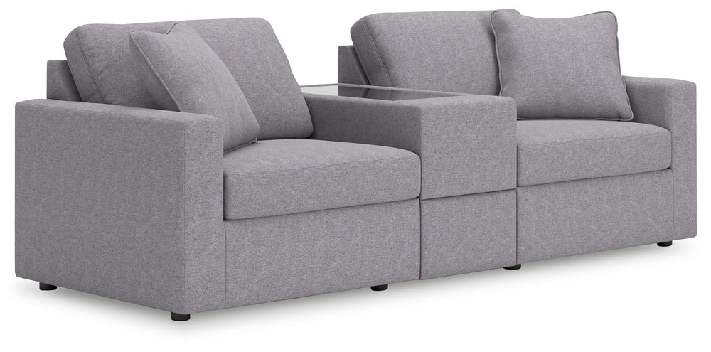 Looking cool and contemporary is great. But when it comes down to it, youâ€™re all about low-maintenance lounging. With the performance fabric on this sectional with console, cleaning spills is a breeze. Its customizable modular design caters to your ever
