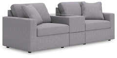 Looking cool and contemporary is great. But when it comes down to it, youâ€™re all about low-maintenance lounging. With the performance fabric on this sectional with console, cleaning spills is a breeze. Its customizable modular design caters to your ever