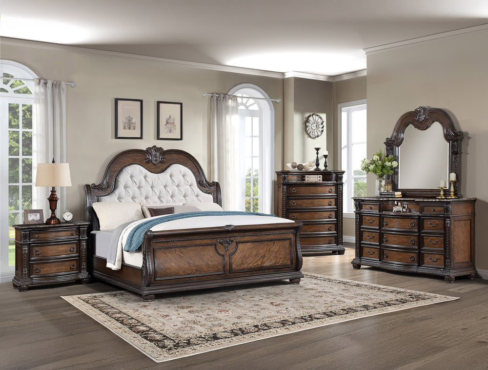 Step into a world where classic elegance meets timeless design with our exquisite bedroom collection. Designed for those who covet regal charm and functionality, this suite features rich, natural wood tones that evoke the grandeur of an aristocratic estat