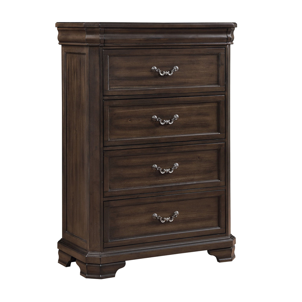 Introducing the Lyndhurst Chest in Walnut Brownâ€”a harmonious blend of style and functionality for your bedroom. Crafted from solid Acacia, Acacia veneers, and manufactured wood, this chest ensures lasting strength and durability to withstand everyday us