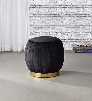 Zinnia - Ottoman - Black Velvet & Gold