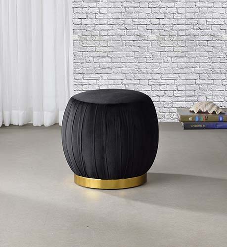 Zinnia - Ottoman - Black Velvet & Gold