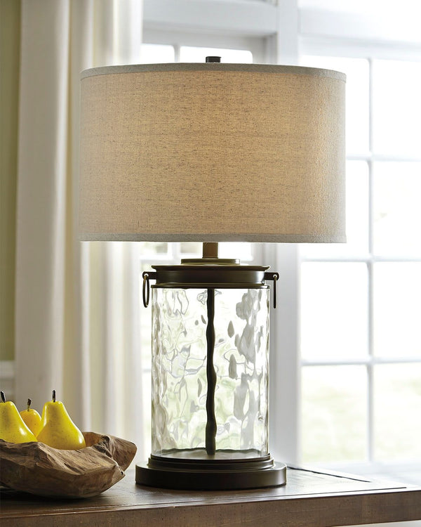  this table lamp is delightfully chic and unique. Classic drum shade is perfectly in tune with cylinder shape base.<br><br><b>Additional Dimensions</b><br><ul><li>Shade: 0-"</li><li>Base: 0-"</li><l