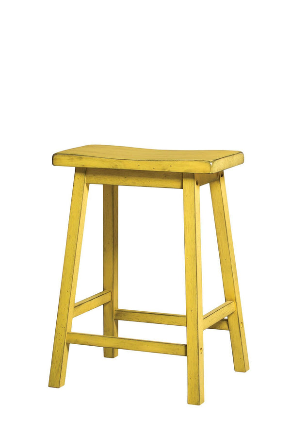 The Gaucho Stool Collection offers casual style, simple clean lines with a versatility perfect for any small dining space. Features wooden saddle seat, wooden square legs and footrest supports. Crafted from solid hardwoods with a touch of distress finish.