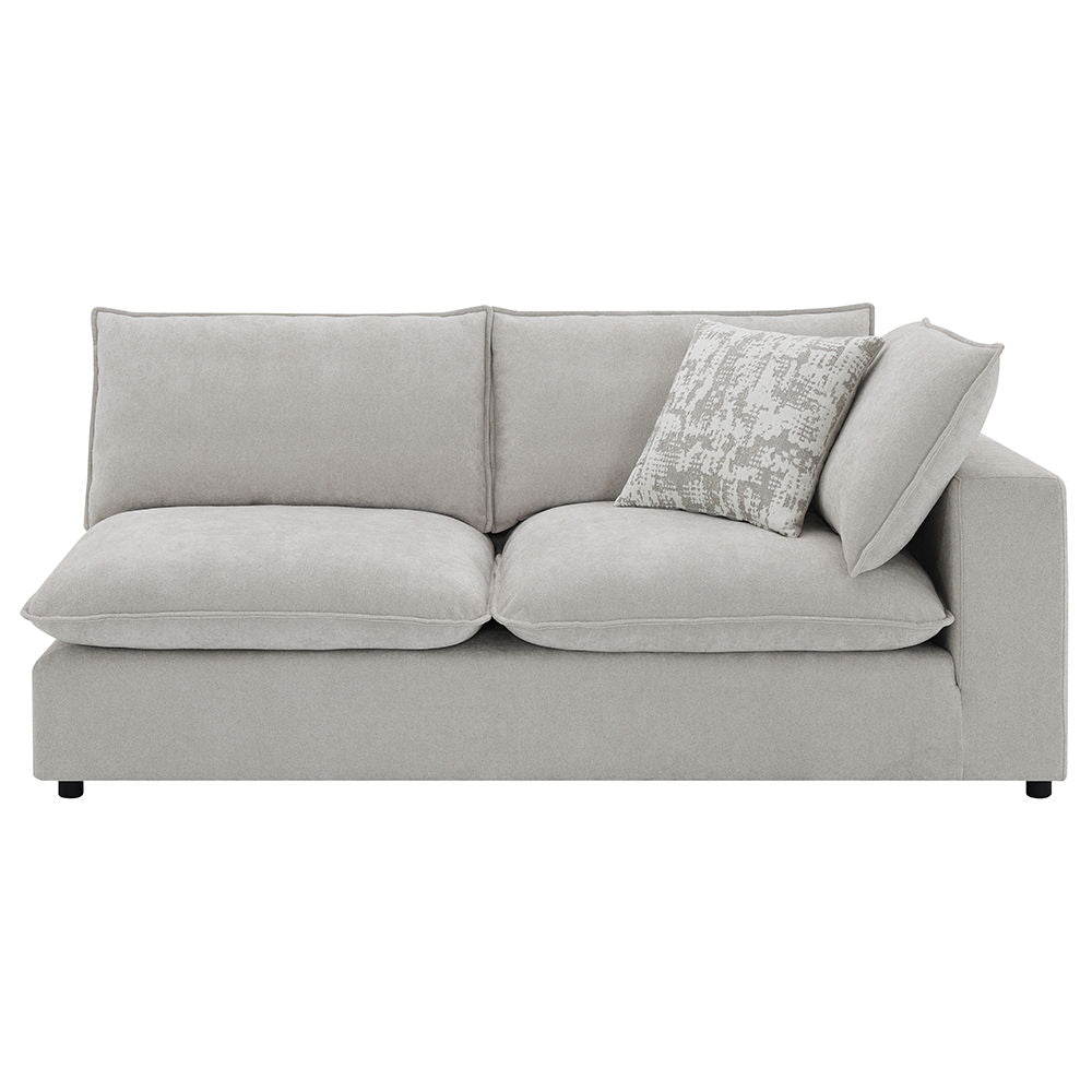 Marisa - Modular RF Loveseat With 2 Pillows - Beige Boucle<br/><br/><b>Product Features</b><ul><li>Seat Construction: Full Foam</li><li>Wooden Inner Frame</li><li>Loose Seat & Back Cushion</li><li>KD Legs</li><li>Wooden Legs</li><li>Feather Down & Cotton 
