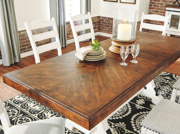 Valebeck - White / Brown - 6 Pc. - Dining Room Table
