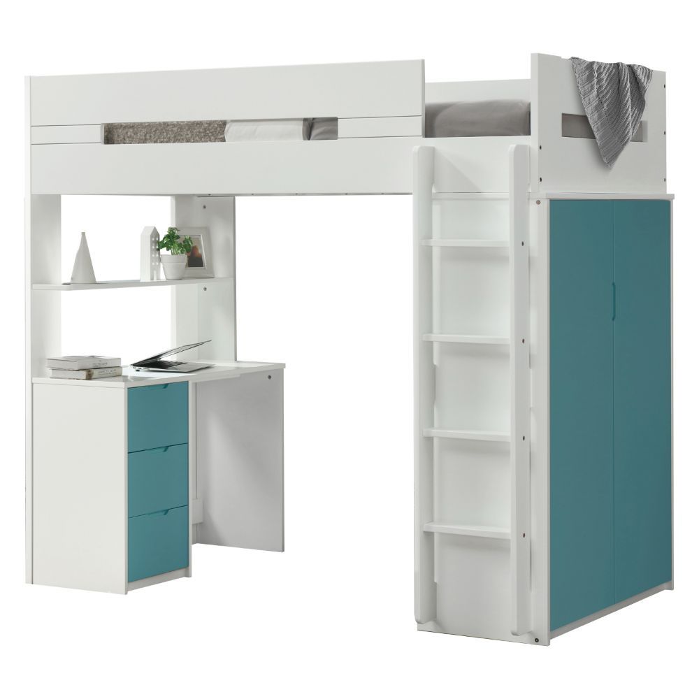 A beautiful loft set for children, adding brightness and vibrancy to their bedrooms. Functional and stylish, will fit into both boy and girls-' rooms. Featuring a desk underneath, offers an ideal space to play, work and rest. Various finishes in pink, gra