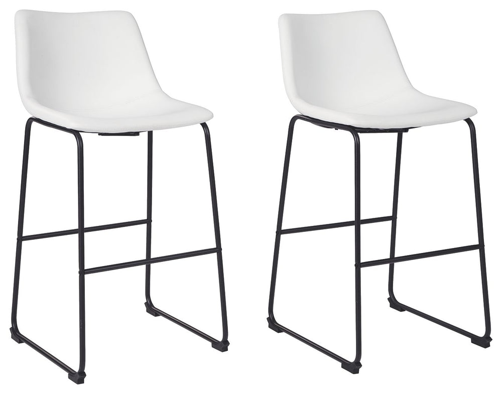 With its distinctive contoured bucket seat and tubular metal base, this bar stool serves up a fresh twist on mid-century inspired style. Faux leather upholstery has a charmingly vintage tone. What a timeless look for eat-in kitchens and casually cool dini