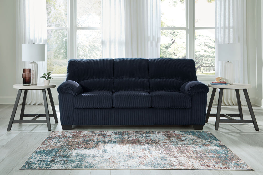 This sofa is a cozy interpretation of casual contemporary style. Its super-soft corduroy makes curling up with a book or your favorite show that much more comfortable. You-'re sure to appreciate its sincere styling and homey approach to relaxation.<br><br