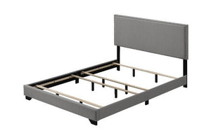 Leandros Queen Bed - Light Gray Fabric