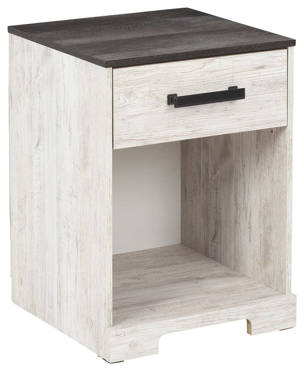 Give provincial a new meaning with the chic look of this nightstand. The two-tone finish keeps this piece light and fresh while the warm pewter-tone hardware adds an industrial touch. The open cubby provides display space or accommodates a storage bin to 