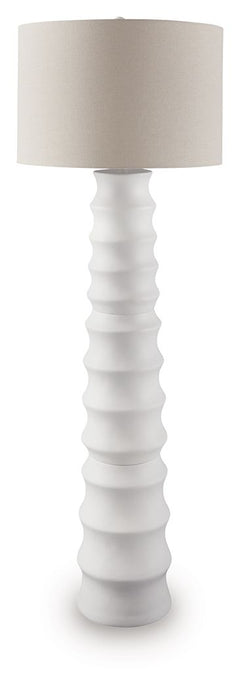 Add flair to your lair with this striking floor lamp. With a distinctive scalloped design and a fresh white finish, itâ€™s cool from every angle. And its versatile style looks right at home everywhere from contemporary places to casual spaces. The matchin