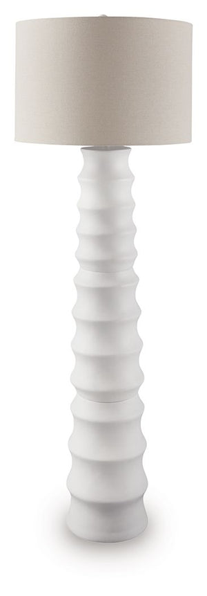 Add flair to your lair with this striking floor lamp. With a distinctive scalloped design and a fresh white finish, itâ€™s cool from every angle. And its versatile style looks right at home everywhere from contemporary places to casual spaces. The matchin