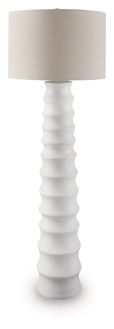 Add flair to your lair with this striking floor lamp. With a distinctive scalloped design and a fresh white finish, itâ€™s cool from every angle. And its versatile style looks right at home everywhere from contemporary places to casual spaces. The matchin