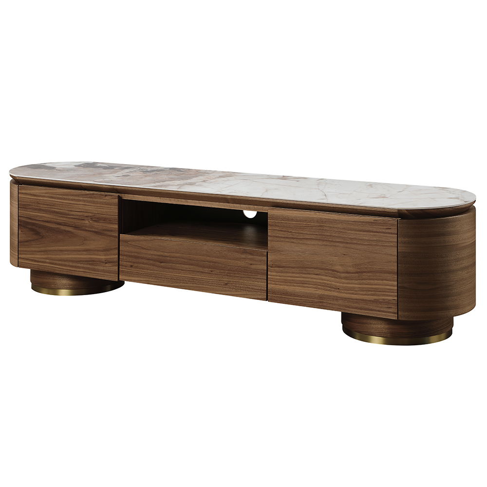 Willene - TV Stand With Ceramic Top - Dark Brown<br/><br/><b>Product Features</b><ul><li>Ceramic Table Top</li><li>Multi-StorageCord</li><li>Management Hole Included</li></ul><br/>