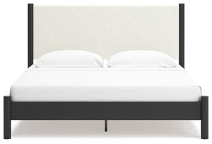 Cadmori - Black / White - King Upholstered Panel Bed