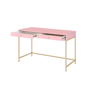 Ottey - Writing Desk - Pink High Gloss & Gold Finish