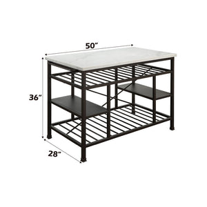 Lanzo - Kitchen Island - Marble & Gunmetal