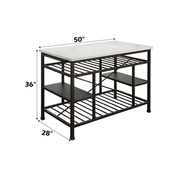 Lanzo - Kitchen Island - Marble & Gunmetal