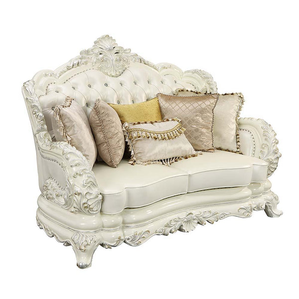 Be the talk of the town with the immaculate Adara sofa. The sofa features a traditional camel back design and a button-tufted backrest for those timeless details. Boasting an extravagant crown molding that is perched on top as a wow factor. The armrests a