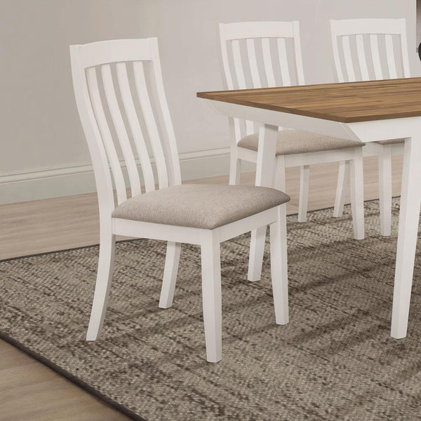  offering inviting warmth and excellent comfort for family and friends. Its slatted back has a gentle curvature