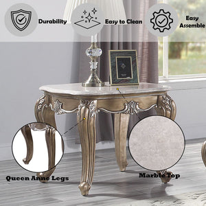 Elozzol - End Table - Marble & Antique Bronze Finish