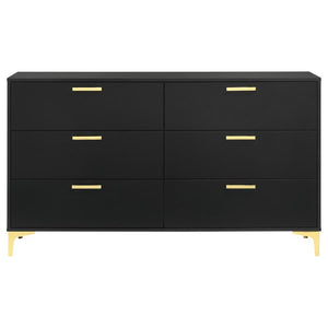  handsome look and creates a striking focal wall. Six spacious drawers make room f