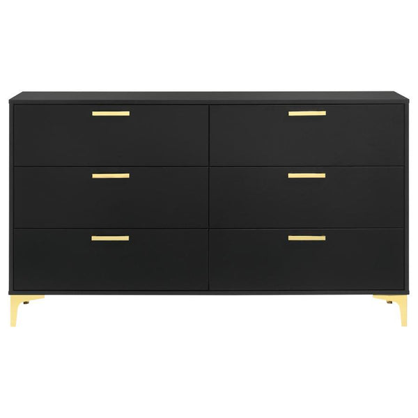  handsome look and creates a striking focal wall. Six spacious drawers make room f