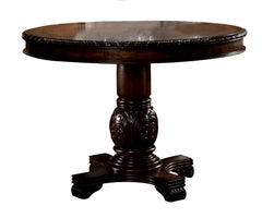 Round Single Pedestal Table Wooden Top with Grooved Trim (NO Extension) Wooden Pedestal with Raised Floral Motifs Padded Seat & Back Wood Queen Anne Leg Matching Hutch & Buffet with Light Function, Buffet Drawer: Center Metal GLIDE Drawer , Felt Lined Top