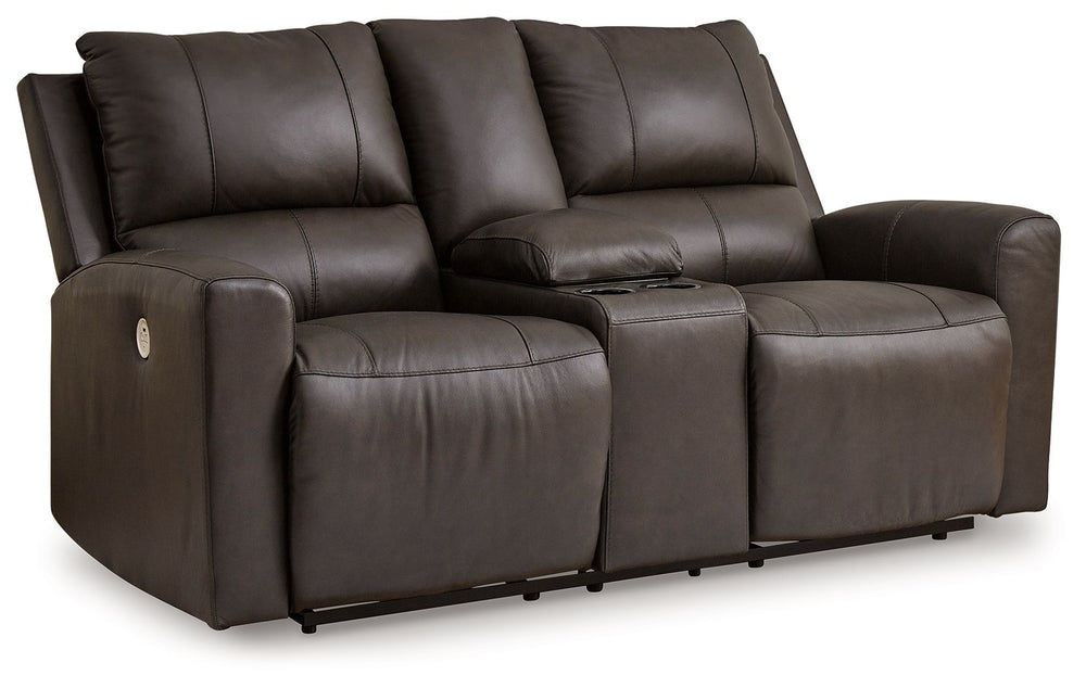 Experience modern luxury with this power reclining loveseat with console. The soft-to-the-touch leather and faux leather upholstery brings ultimate relaxation at a price you can afford. With sleek arms and a plush, pillowy back, the loveseat merges comfor