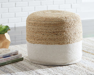  and this pouf proves it. Braided design in natural jute hue and white is simple yet fresh. Stylish stitching and dense filling hold the look together.<br/><br/><b>Product Features</b><ul><li>Jute/cotton blend cover</li><