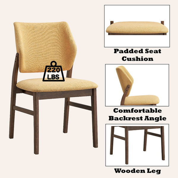 Sarha - Side Chair (Set of 2) - Yellow Fabric & Walnut Finish