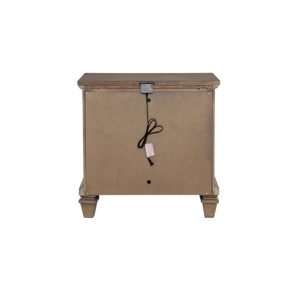Mariana - Nightstand With USB - Vintage Mocha