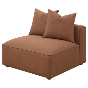  thick cushion and matching throw pillows. Self-welt trim along the seat edge an