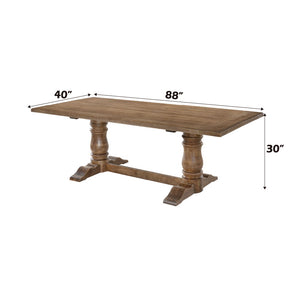  this Leventis dining set will be a bright focal point in your dining room. The table features double pedestal with trestle base & the armless chair with padded seat and back cushion. This will be an ideal piec