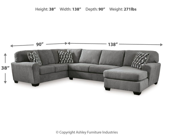 Birkdale Court - Gray - 3-Piece Sectional With Raf Corner Chaise